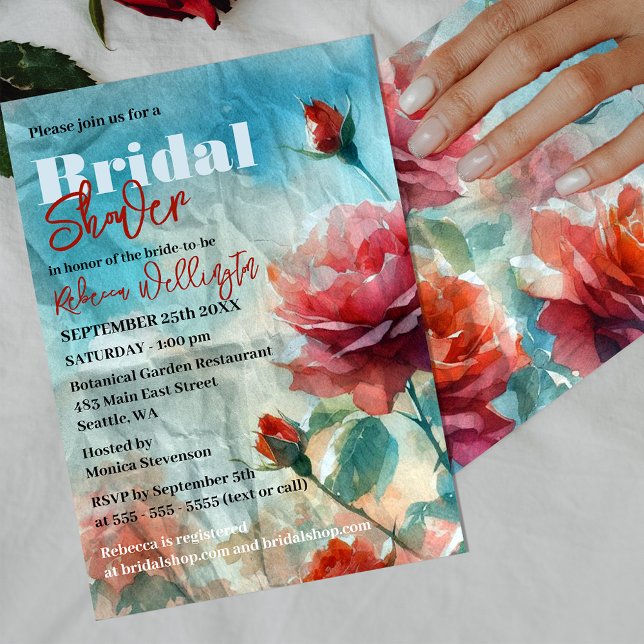 VattenfärgsRo på Papper Möhippa i Crumpled Inbjudningar (Skapare uppladdad)