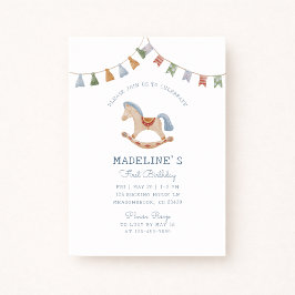 VattenfärgsRocking Horese, födelsedagsinbjudan Inbjudningar