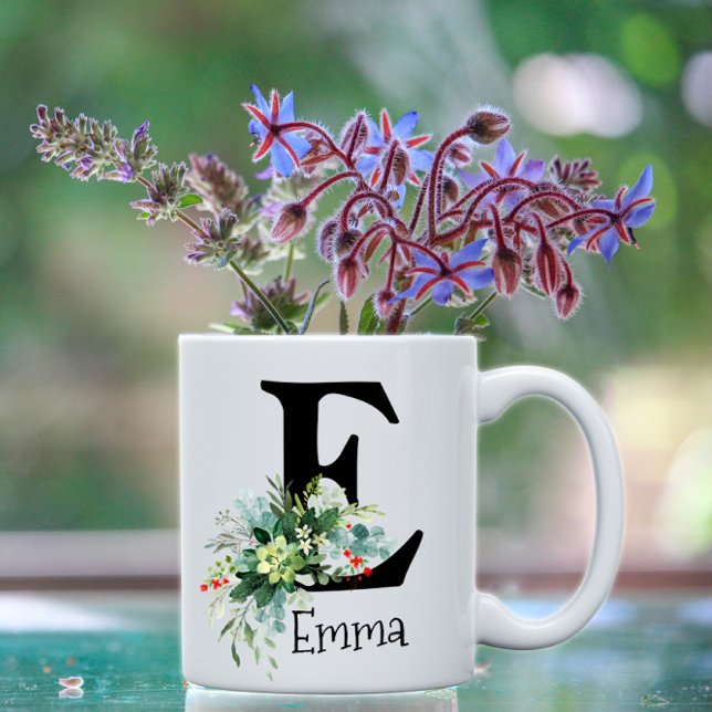 Vattenfärgsröd blomeukalyptus kaffe mugg (Skapare uppladdad)