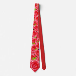 Vattenfärgsröd Blommigt Neck Tie Slips
