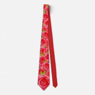 Vattenfärgsröd Blommigt Neck Tie Slips