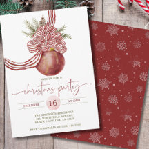 Vattenfärgsröd Grönt Bow Ornament jul Party