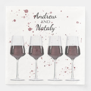 Vattenfärgsröd vin party napkin pappersservett