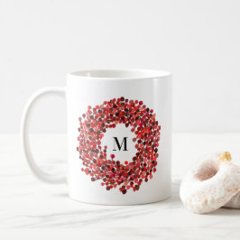 Vattenfärgsröd Winterberry Wandeans Monogram Kaffemugg