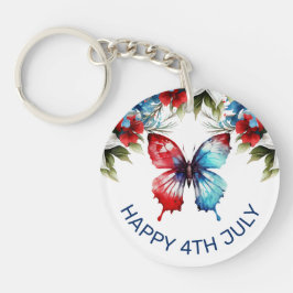 Vattenfärgsröda, blå och vita blommor 4 juli