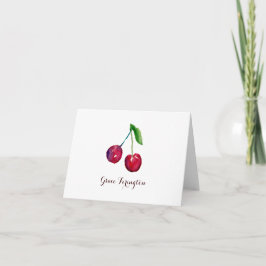 Vattenfärgsröda Cherries Boho Hand-Drawn Note Card Anteckningskort