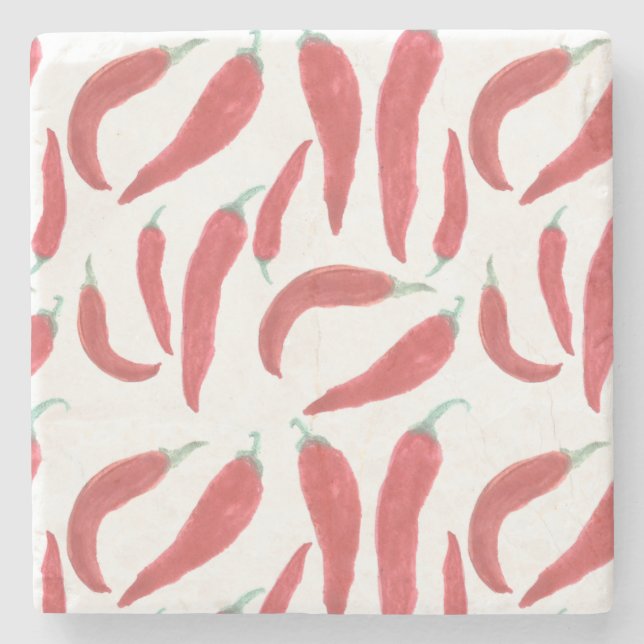 Vattenfärgsröda hetter, kyld stenunderlägg (Framsidan)