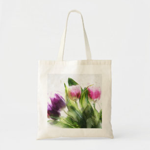 Vattenfärgsrör Lila Tulips Tygkasse