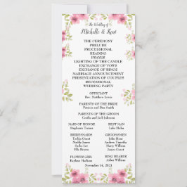 VattenfärgsRosa Anemone Bröllopsprogram & Menu Inbjudningar
