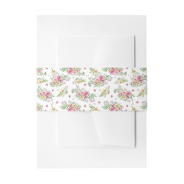 VattenfärgsRosa Blommigt Bröllop Band För Inbjudningskort