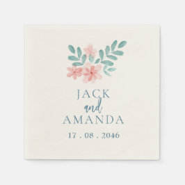VattenfärgsRosa Blommigt Bröllop Dekoration Napkin Pappersservett