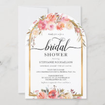 VattenfärgsRosa Blommigt Guld Arch-Möhippa