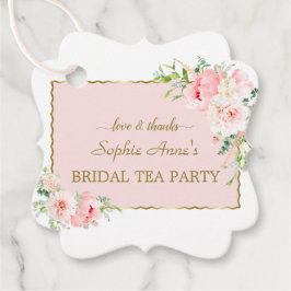 VattenfärgsRosa  Blommigt Guld Möhippa Tea Party Gåvor Etiketter