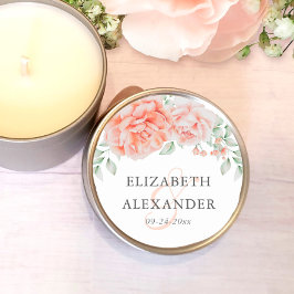 VattenfärgsRosa Blommigt Monogram Bröllop Runt Klistermärke