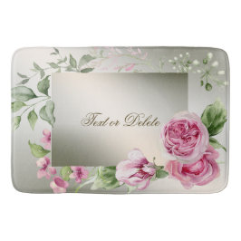 VattenfärgsRosa Blommigt Ram Shiny Bronze Elegant Badrumsmatta