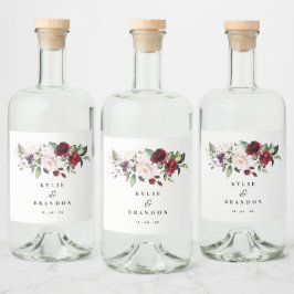 VattenfärgsRosa Blommigten Bröllop Spritflaskor Etikett