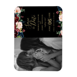 VattenfärgsRosa, Burgundy och marinens Blåa blommo Magnet