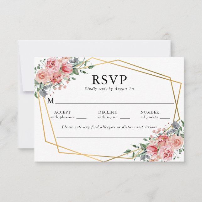 VattenfärgsRosa Dusty Ro Blommigt Bröllop OSA Kort (Framsida)