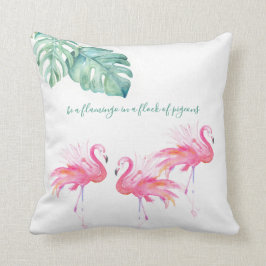 VattenfärgsRosa Flamingo Dekorativ kudde