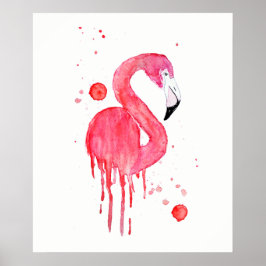 VattenfärgsRosa Flamingo Poster