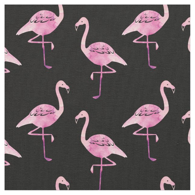 VattenfärgsRosa Flamingo Silhouette Mönster Tyg (Närbild)
