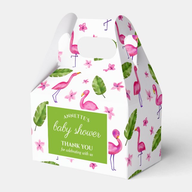 VattenfärgsRosa Flamingo Tropical Löv Mönster F Presentaskar (Framsidan Sidan)