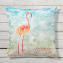 VattenfärgsRosa Flamingo | Tropiskt persikor