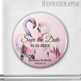 VattenfärgsRosa Flamingos Spara datum magneter