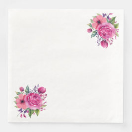 VattenfärgsRosa Flower Bouquet-Bröllop- Pappersservett