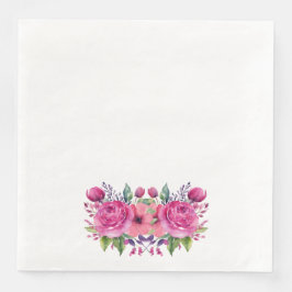 VattenfärgsRosa Flower Bouquet-Bröllop- Pappersservett