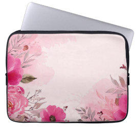 VattenfärgsRosa Flower rosa laptop sleeve