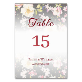 VattenfärgsRosa Gul ros,svart oskarp,Bröllop Bordsnummer