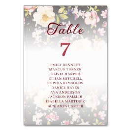 VattenfärgsRosa Gul ros,svart oskarp,Bröllop Bordsnummer