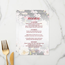 VattenfärgsRosa Gul ros,svart oskarp,Bröllop Meny