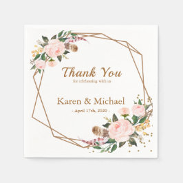 VattenfärgsRosa & Guld Boho Chic Blommigt Bröllop Pappersservett