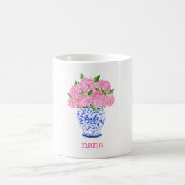 VattenfärgsRosa Hydrangea Chinoiserie Namn Kaffemugg