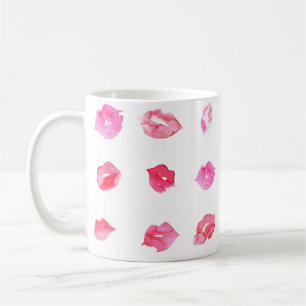 VattenfärgsRosa Läppar. Chicen mönster, Trendig De Kaffemugg