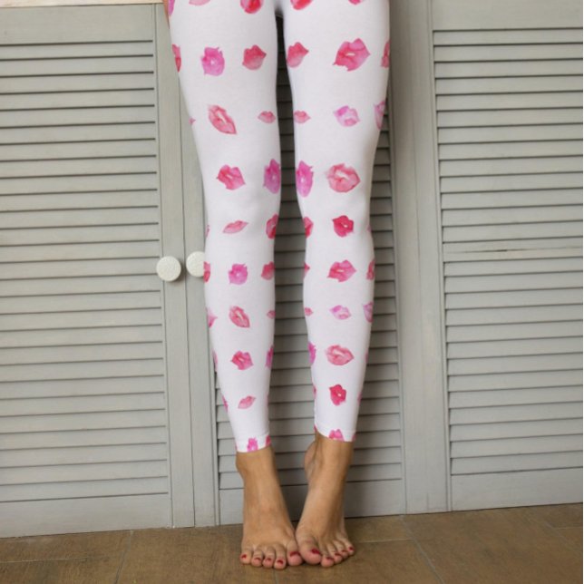 VattenfärgsRosa Läppar. Chicen mönster, Trendig De Leggings (Skapare uppladdad)
