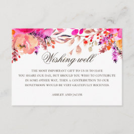 Vattenfärgsrosa lila blommigt bröllop önskar lycka tilläggskort