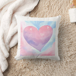 VattenfärgsRosa Lila Heart Dekorativ kudde