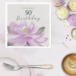 VattenfärgsRosa Magnolia 50:e födelsedagen Pappersservett