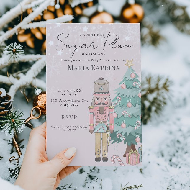 vattenfärgsRosa Nutcracker Baby Shower jul jul Inbjudningar (Skapare uppladdad)