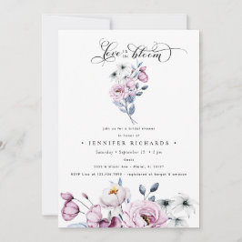 VattenfärgsRosa och Blåa blommor Möhippa Inbjudningar