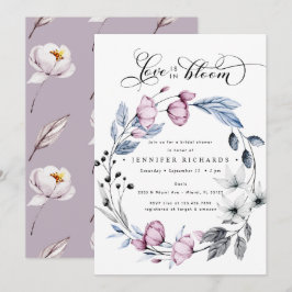 VattenfärgsRosa och Blåa blommor Möhippa Inbjudningar