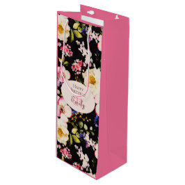 VattenfärgsRosa och Gul ros på svart, födelsedag