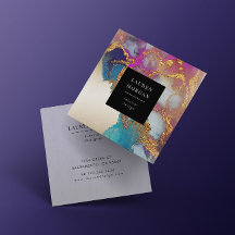 VattenfärgsRosa och Guld Faux Foil-Affärskort