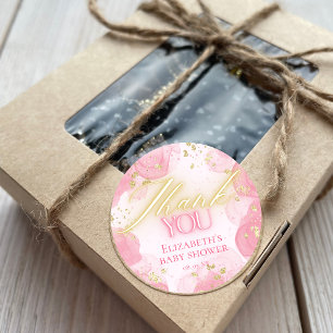 VattenfärgsRosa och Guld Glitter Elegant Tack Runt Klistermärke