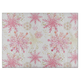 VattenfärgsRosa och Guld Glitter Winter Snöflingor