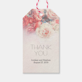 VattenfärgsRosa Ro Bröllop Presentetikett