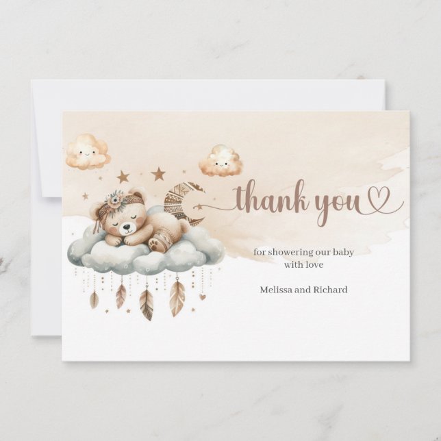 Vattenfärgsrost i färg moln nio könsneutrala könsn tack kort (Framsida)